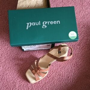 Paul Green Tan Leather Strappy Sandal with Buckle